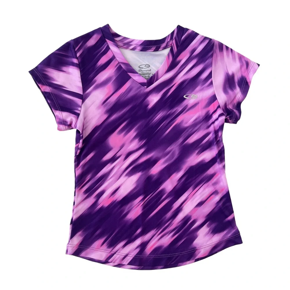 Champion Duo Dry Kids Athletic Shirt & Shorts Set in Purple and Pink | Girls 5T - Picture 2 of 9